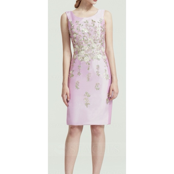 Stacees Dresses & Skirts - Stacees Blush Pink Floral Embroidered sheath Dress